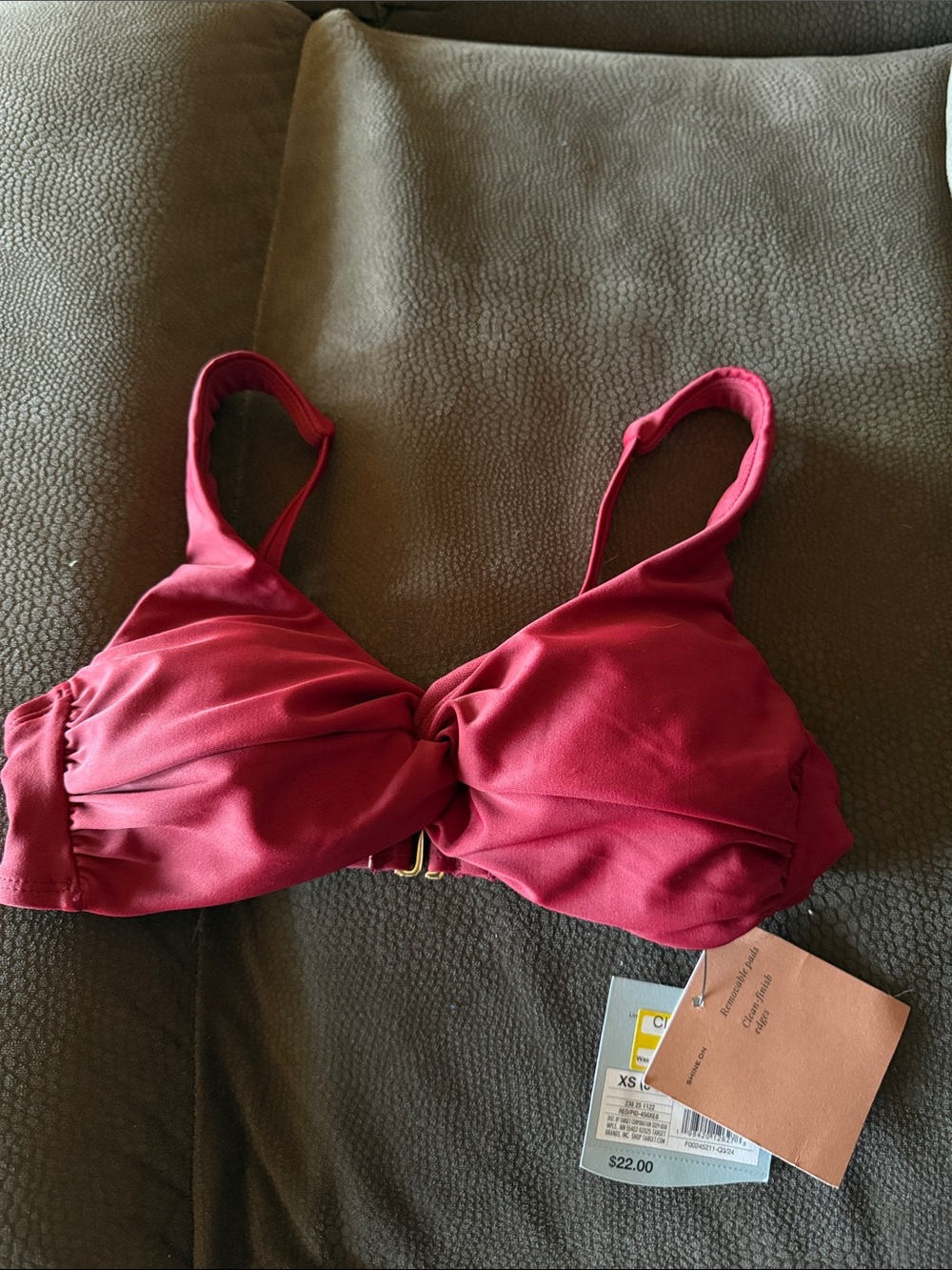 Shade & Shore Raspberry Twist-Front Bikini Top